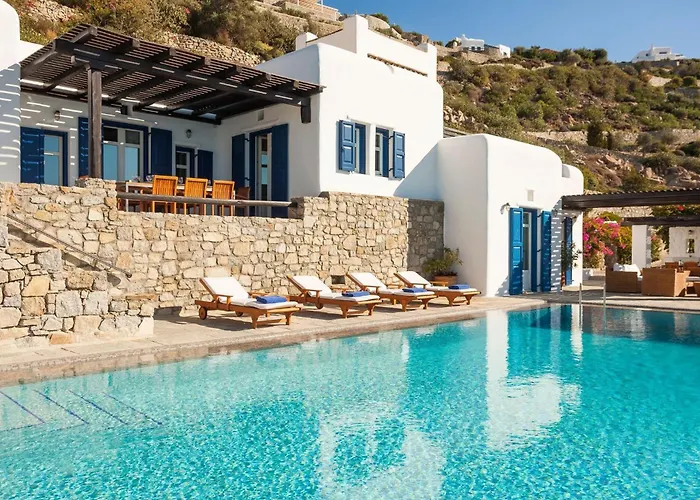 Excellent Mykonos Psarrou Lambda 5 Bedrooms Stunning Sea Views Psarrou Villa Mykonos Town